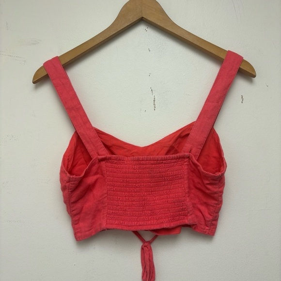 Abercrombie & Fitch Lace Up Linen Blend Crop Tank Top - Picture 5 of 9